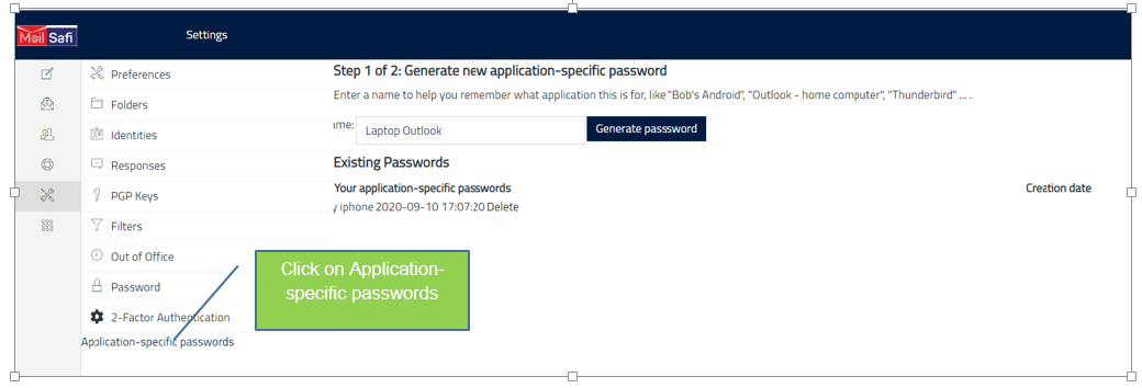 Best4mailing generate application specific password