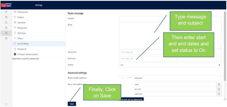 Best4mailing type out of office message