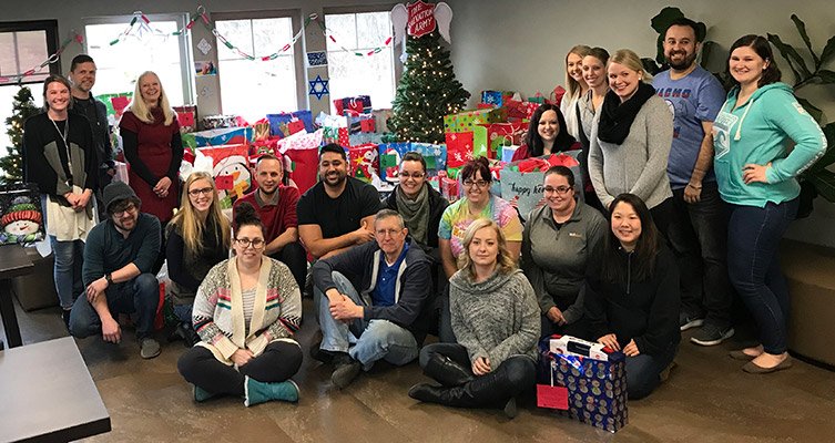 Best4mailing Group Shot in front of Salvation Army Angel Tree