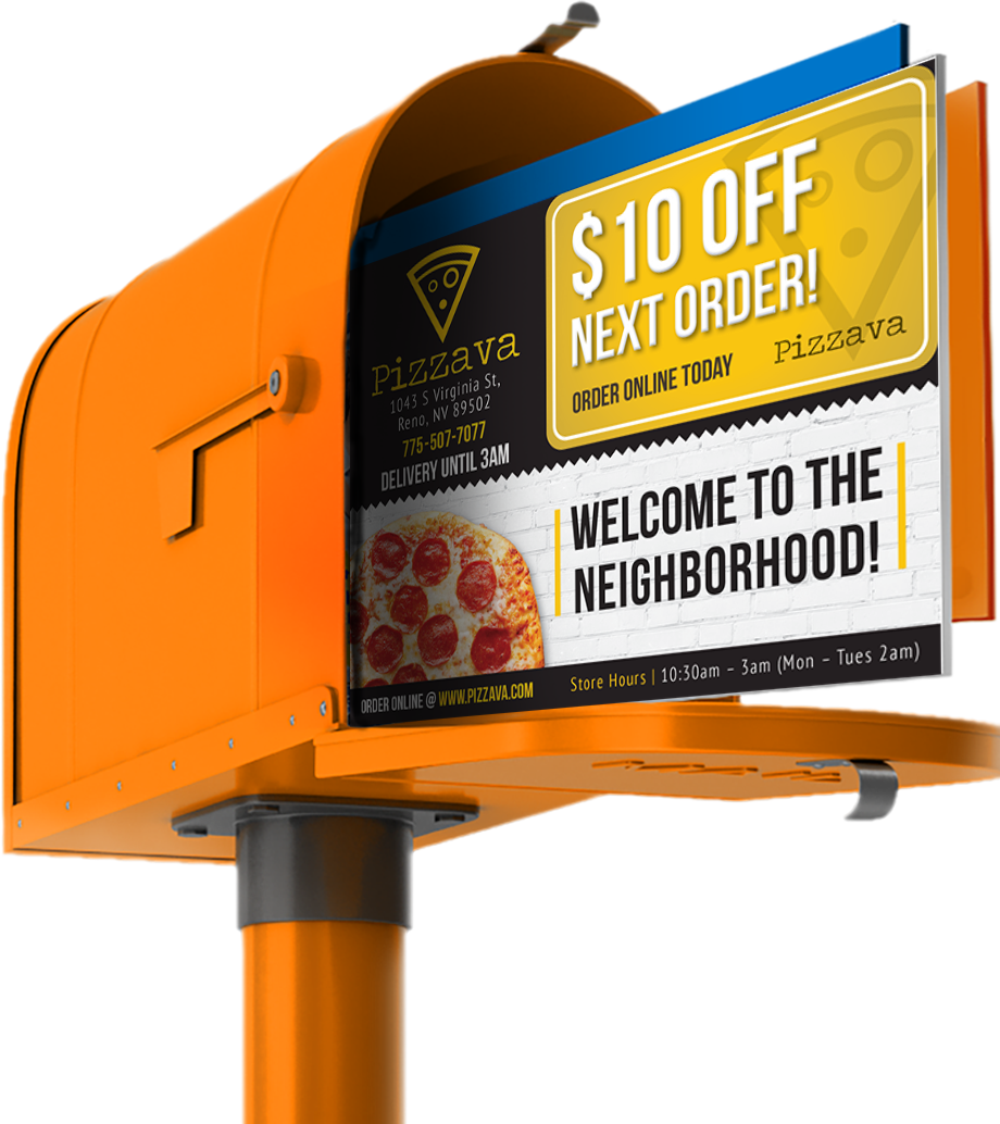 Pizza Restaurant Mailers in mailbox