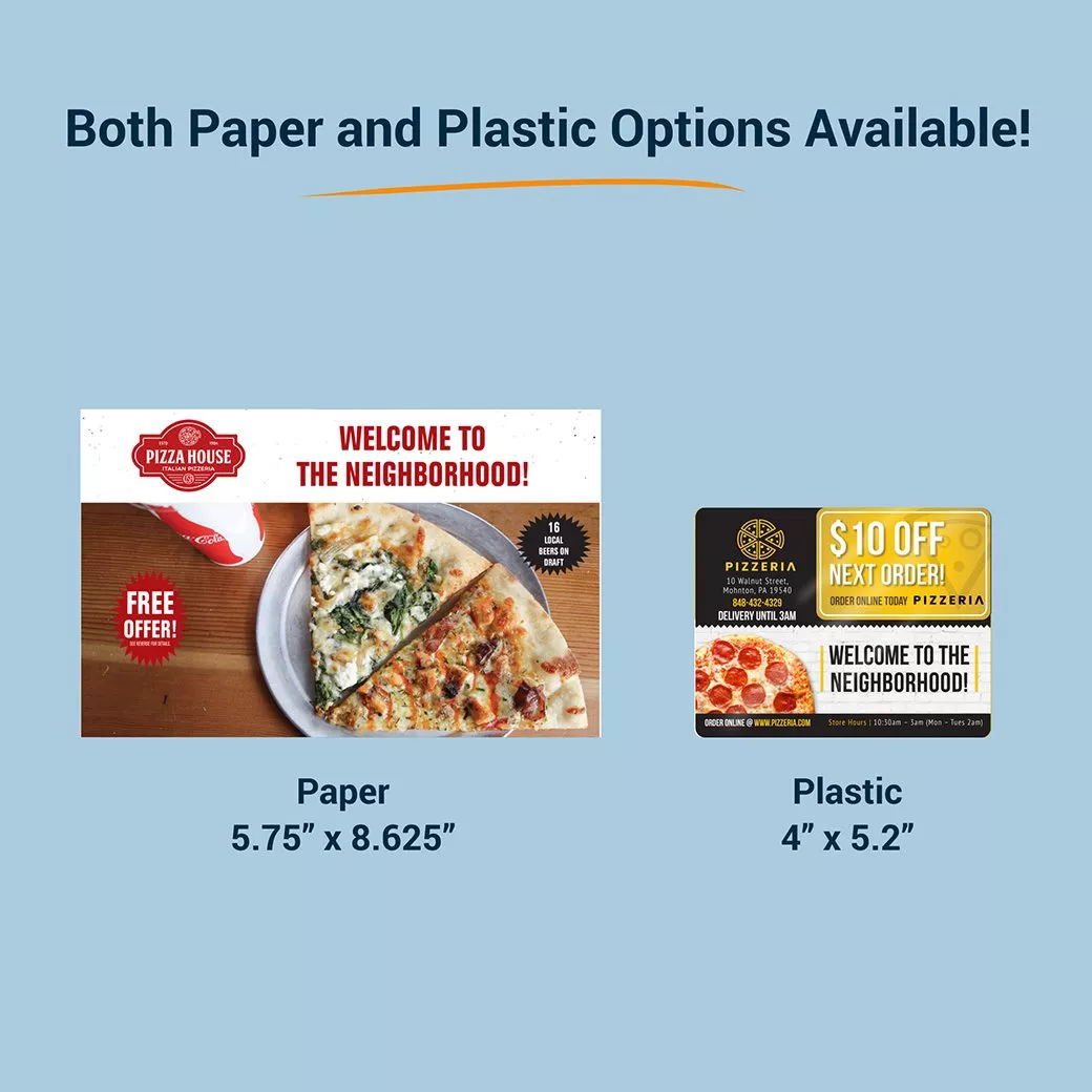 Size comparison: Paper New Mover Mailer vs Plastic New Mover Mailer